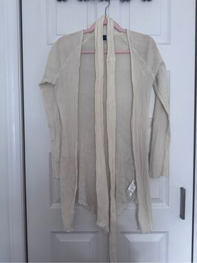 PrettyLittleThing Cream Ribbed Longline Swim Coverup
